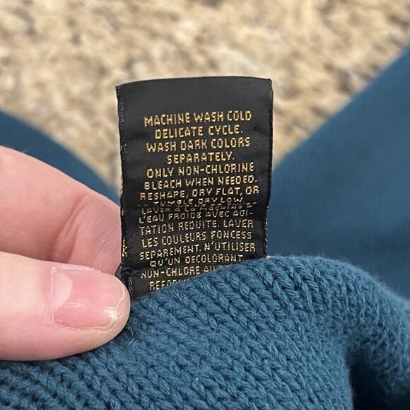 Eddie Bauer Sweater Womens Large Teal Cotton Knit USA Vintage Textured Pattern - Picture 7 of 7